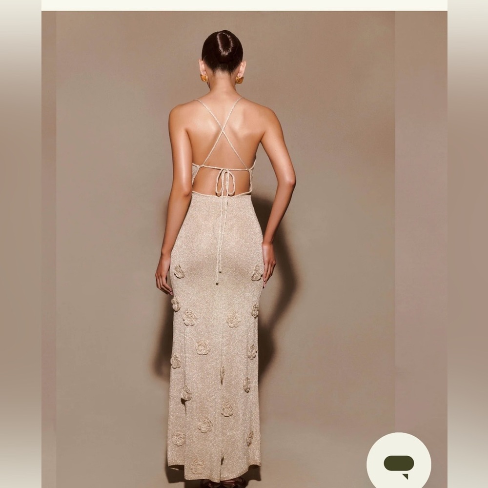 Meshki Beige/Gold Sparkle Maxi Dress - Picture 2 of 6